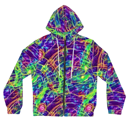 Fluorescent Vines on a Women's Full-Zip Hoodie