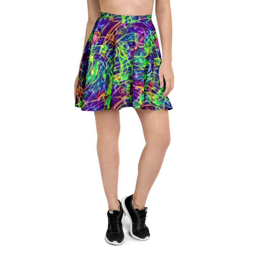 Fluorescent Vines on Skater Skirt — Front