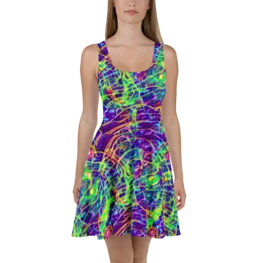 Fluorescent Vines on a Skater Dress