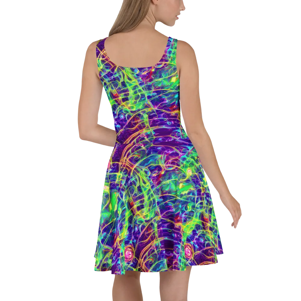 Fluorescent Vines on Skater Dress — Back