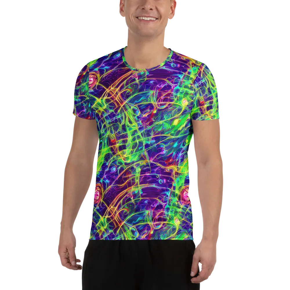 Fluorescent Vines on Men's Athletic T-Shirt — Front
