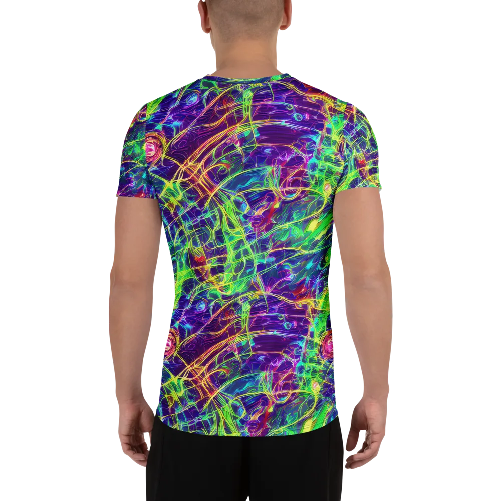 Fluorescent Vines on Men's Athletic T-Shirt — Back