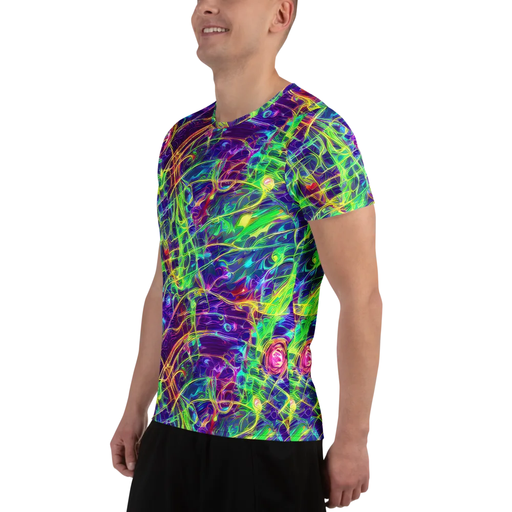 Fluorescent Vines on Men's Athletic T-Shirt — Left