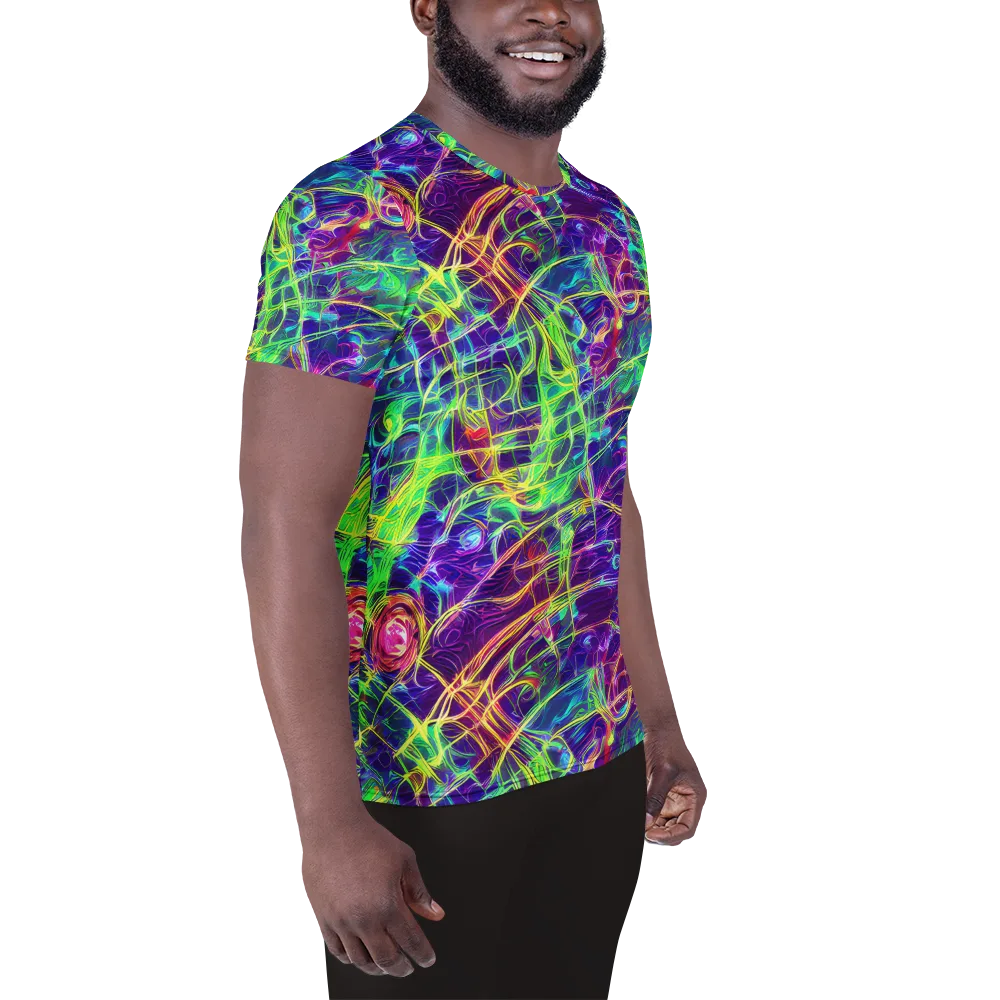 Fluorescent Vines on Men's Athletic T-Shirt — Right