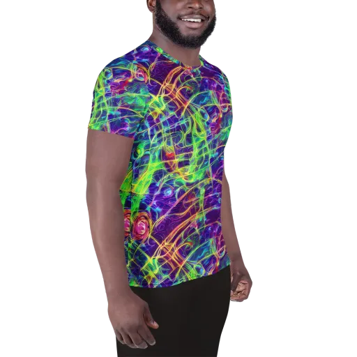 Fluorescent Vines on a Men's Athletic T-Shirt
