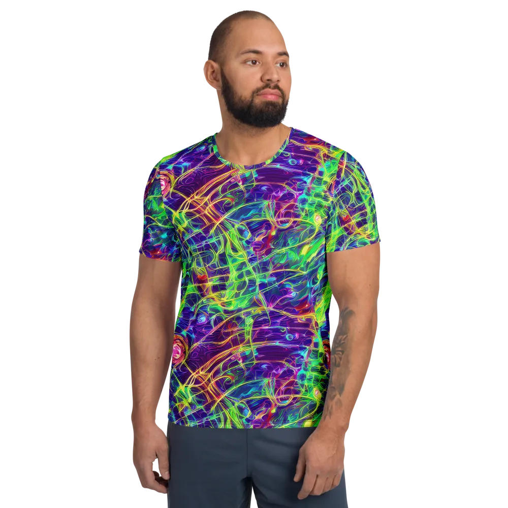Fluorescent Vines on Men's Athletic T-Shirt — Front