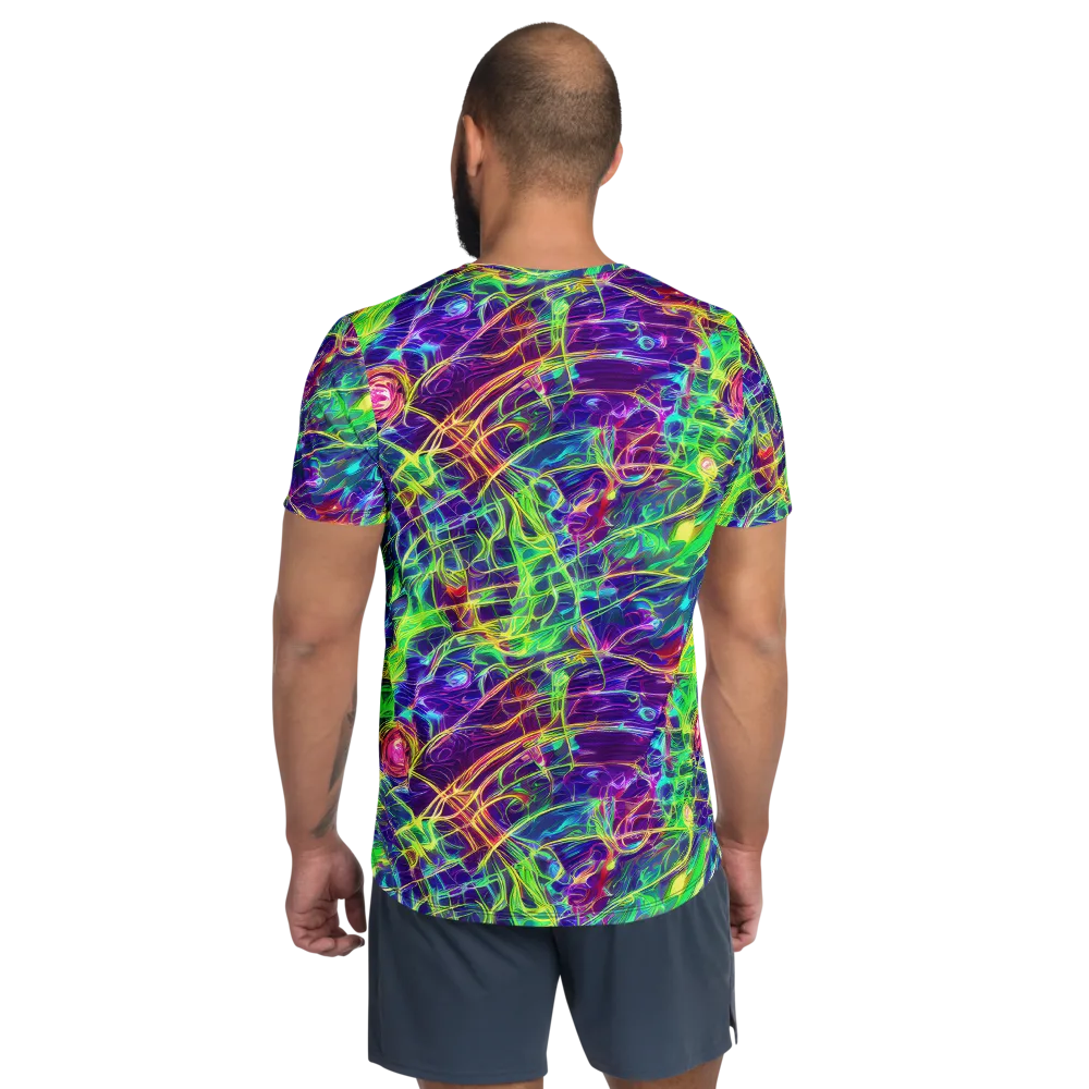 Fluorescent Vines on Men's Athletic T-Shirt — Back