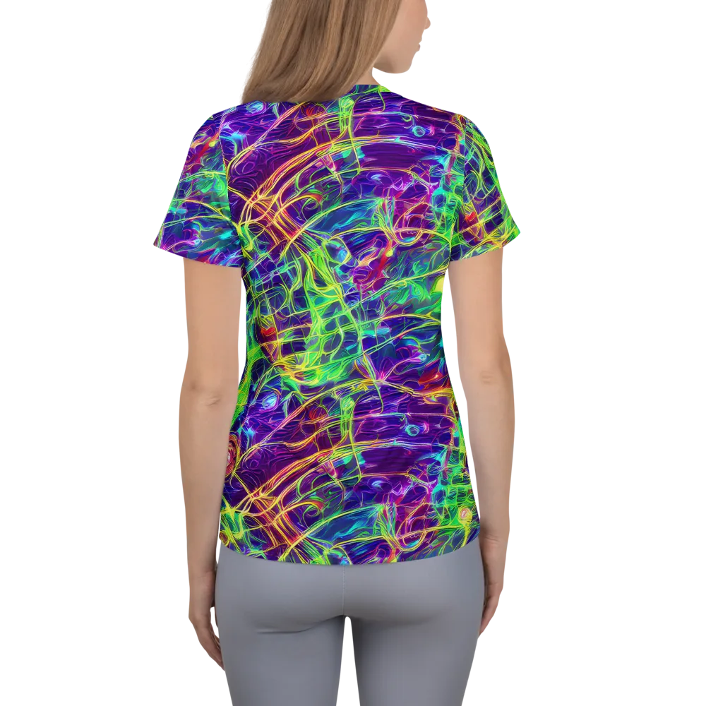 Fluorescent Vines on Women's Athletic T-Shirt — Back