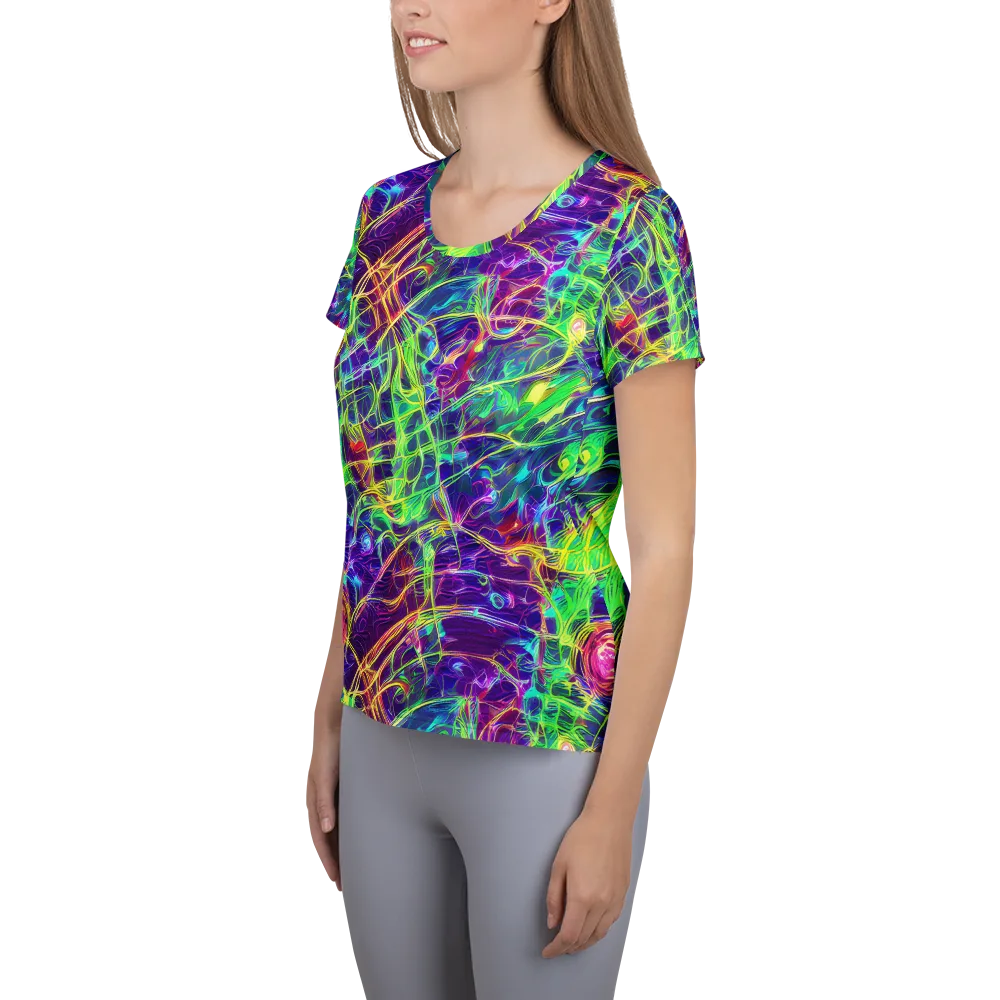 Fluorescent Vines on Women's Athletic T-Shirt — Left