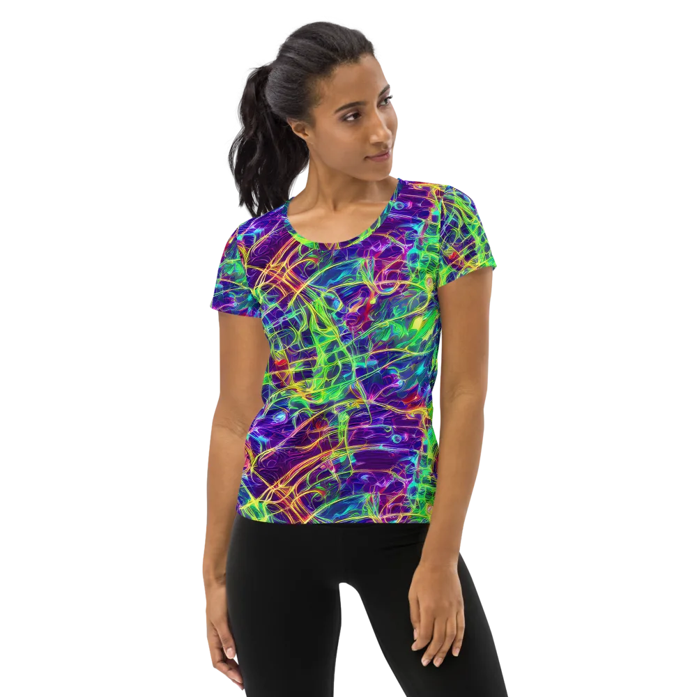 Fluorescent Vines on Women's Athletic T-Shirt — Front