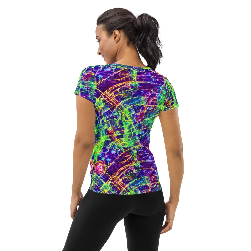 Fluorescent Vines on Women's Athletic T-Shirt — Back