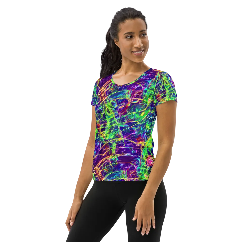 Fluorescent Vines on Women's Athletic T-Shirt — Left