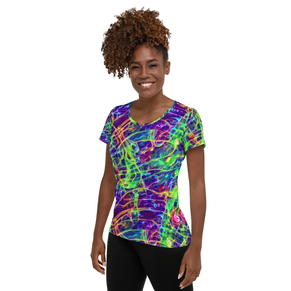 Fluorescent Vines on Women's Athletic T-Shirt — Left