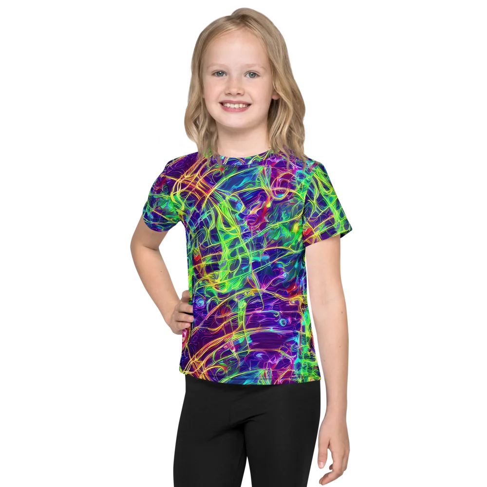 Fluorescent Vines on Kids Crew Neck T-Shirt — Front