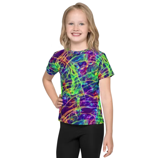 Fluorescent Vines on a Kids Crew Neck T-Shirt