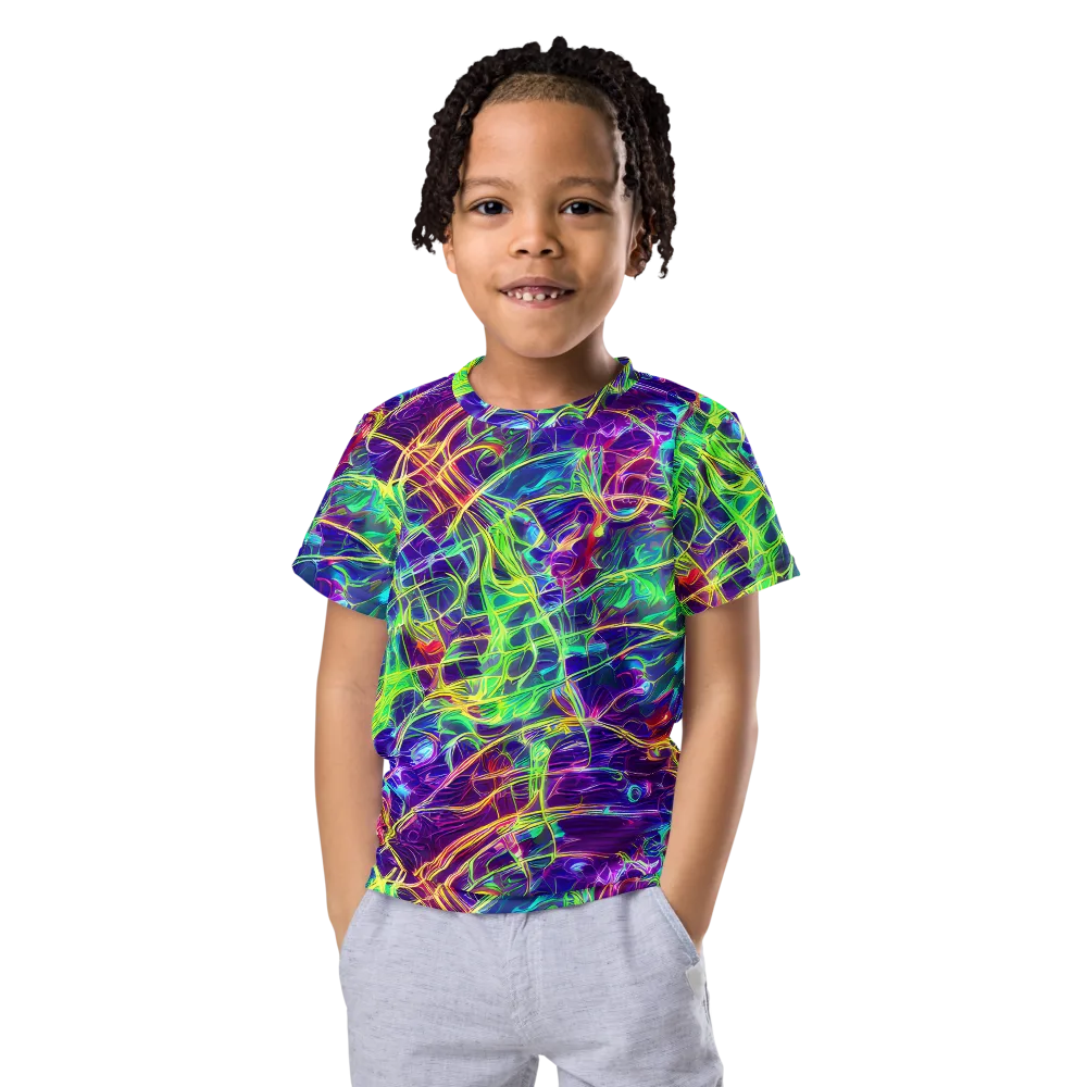 Fluorescent Vines on Kids Crew Neck T-Shirt — Front