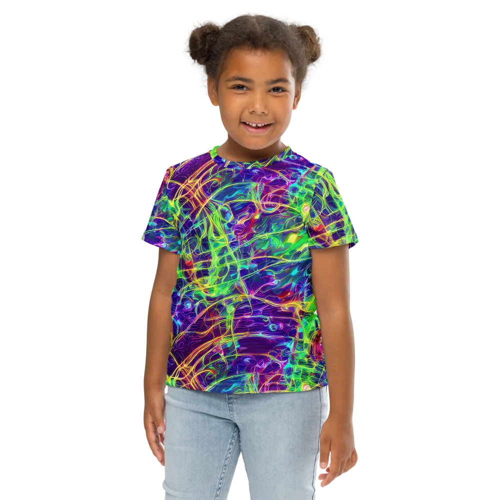 Fluorescent Vines on Kids Crew Neck T-Shirt — Front