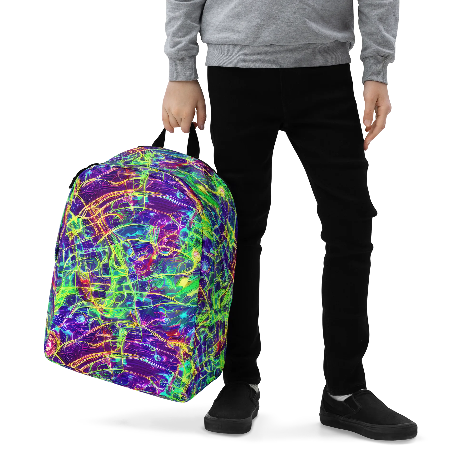 Fluorescent Vines on Minimalist Backpack — Zoomed-in
