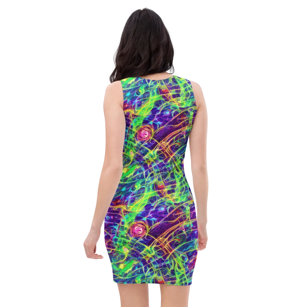 Fluorescent Vines on Bodycon Dress — Back