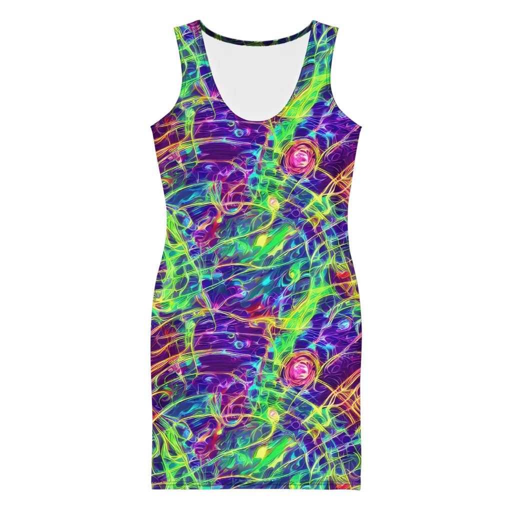 Fluorescent Vines on Bodycon Dress — Front