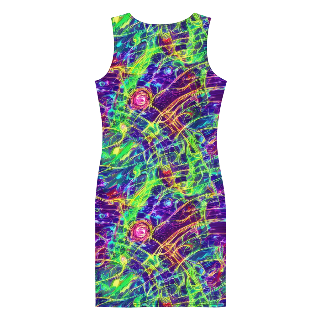 Fluorescent Vines on Bodycon Dress — Back