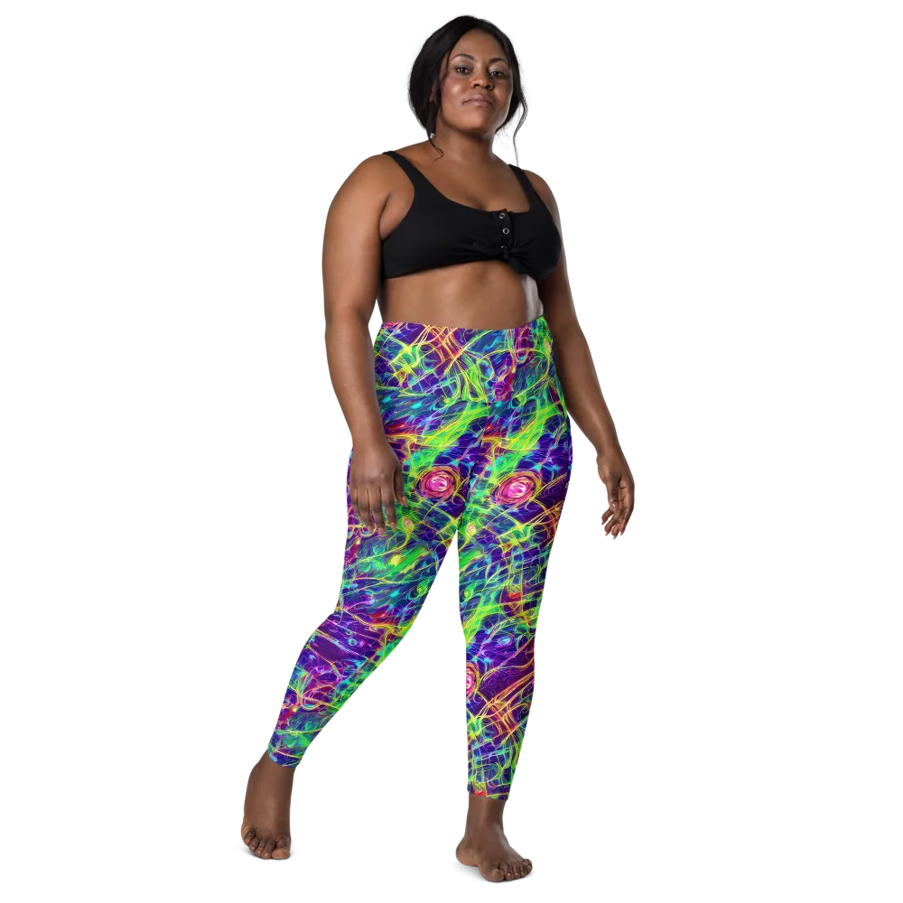 Fluorescent Vines on Leggings with Pockets — Front