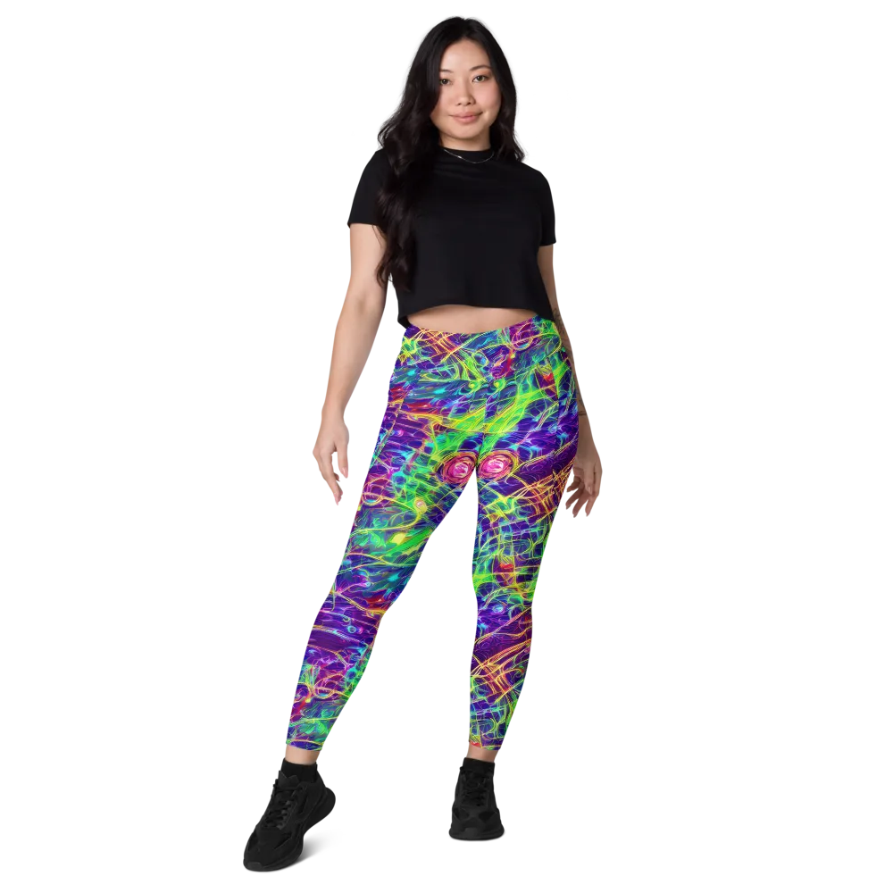 Fluorescent Vines on Leggings with Pockets — Front