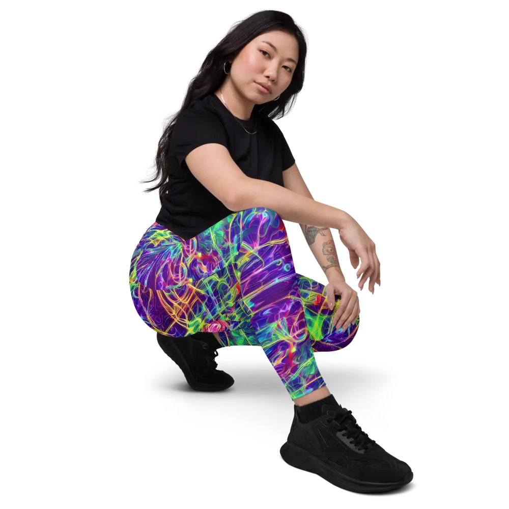 Fluorescent Vines on Leggings with Pockets — Right Front