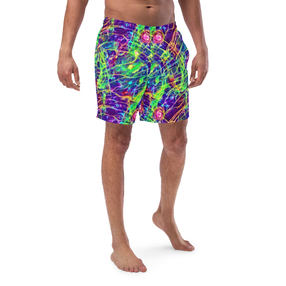 Fluorescent Vines on Swim Trunks — Front