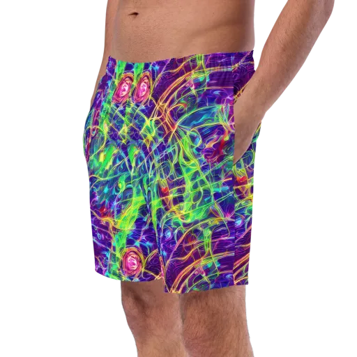 Fluorescent Vines on a Swim Trunks