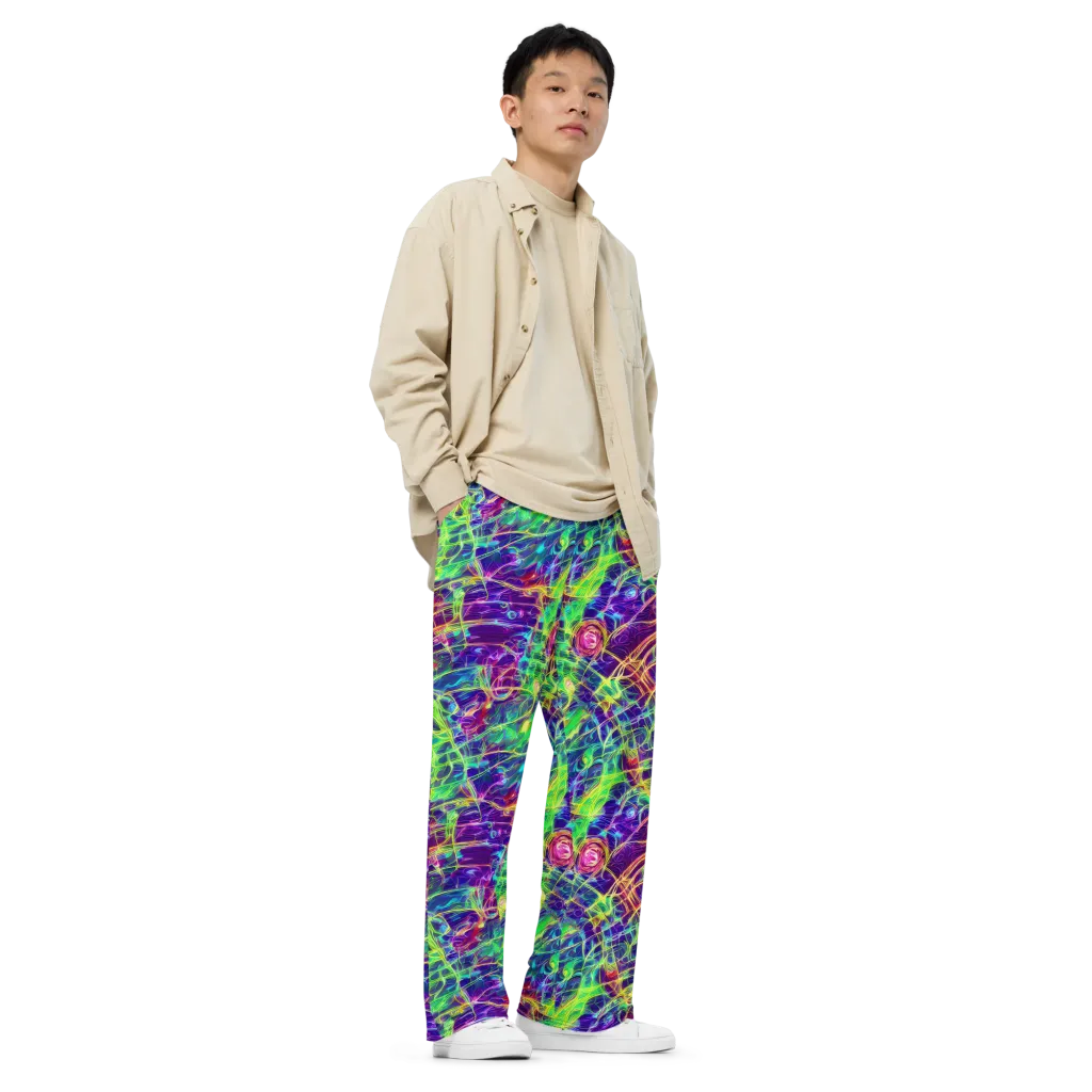 Fluorescent Vines on Wide-Leg Pants — Right Front