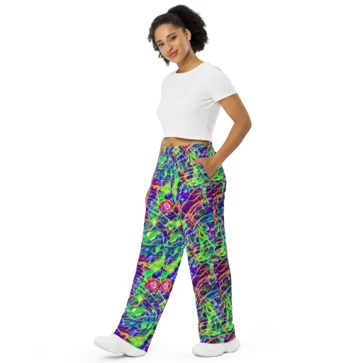 Fluorescent Vines on a Wide-Leg Pants