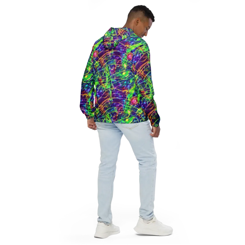 Fluorescent Vines on Men's Windbreaker — Back