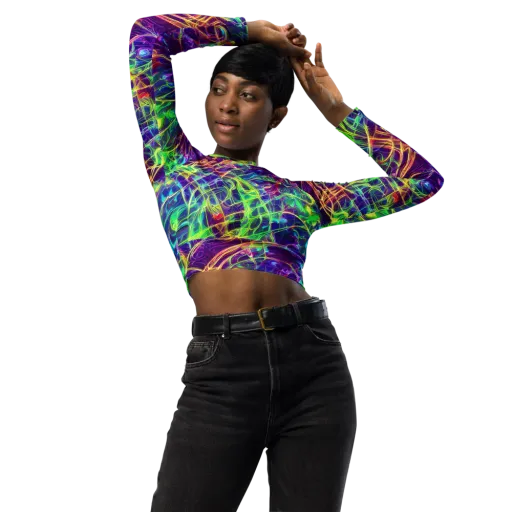 Fluorescent Vines on a Long Sleeve Crop Top