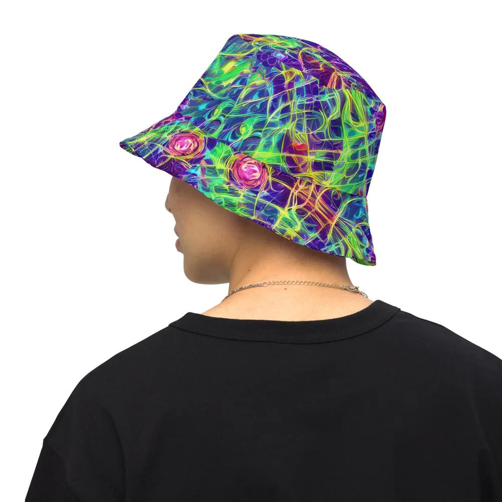 Fluorescent Vines on Reversible Bucket Hat — Back Inside