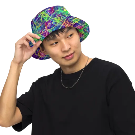 Fluorescent Vines on a Reversible Bucket Hat