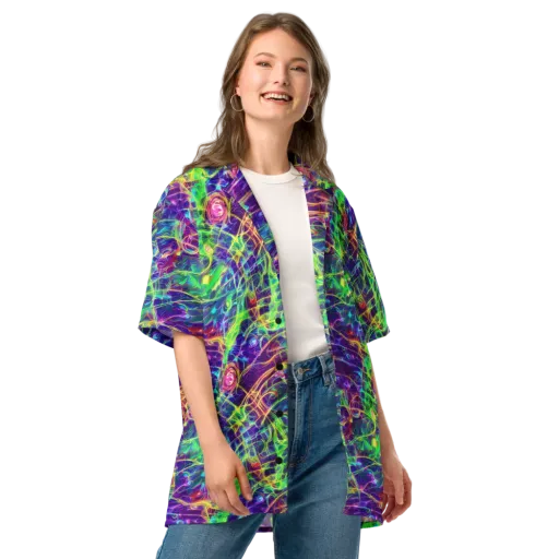 Fluorescent Vines on a Button Shirt