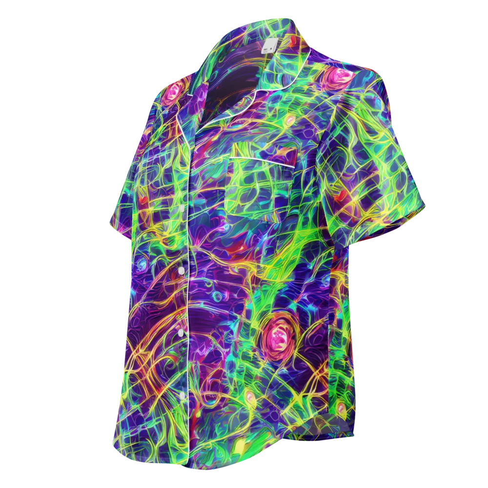 Fluorescent Vines on Women's Short Sleeve Pajama Top — Left Front