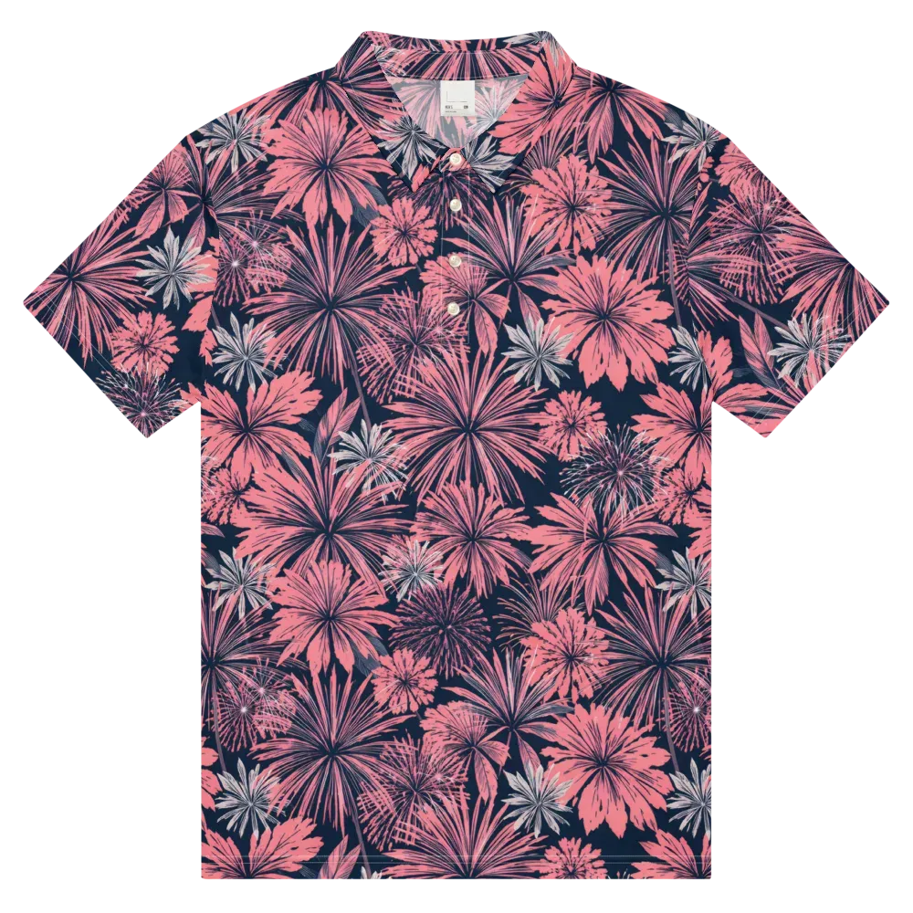 Midnight Coral Garden on Men's Slim Fit Polo Shirt — Front