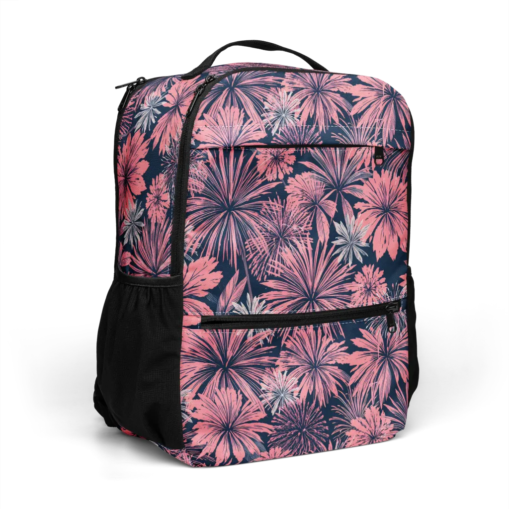 Midnight Coral Garden on Utility Backpack — Right Front