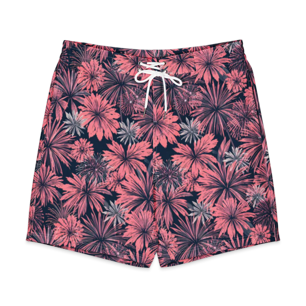 Midnight Coral Garden on Men's Board Shorts — Front