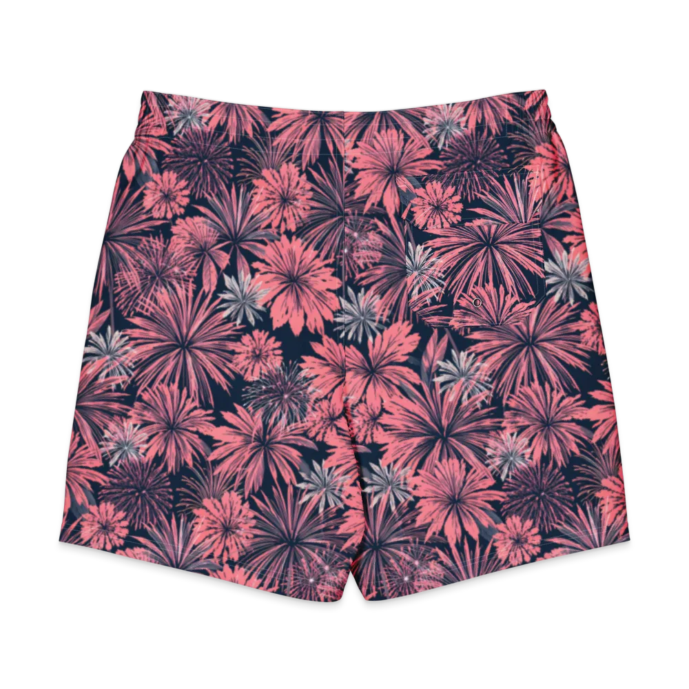 Midnight Coral Garden on Men's Board Shorts — Back