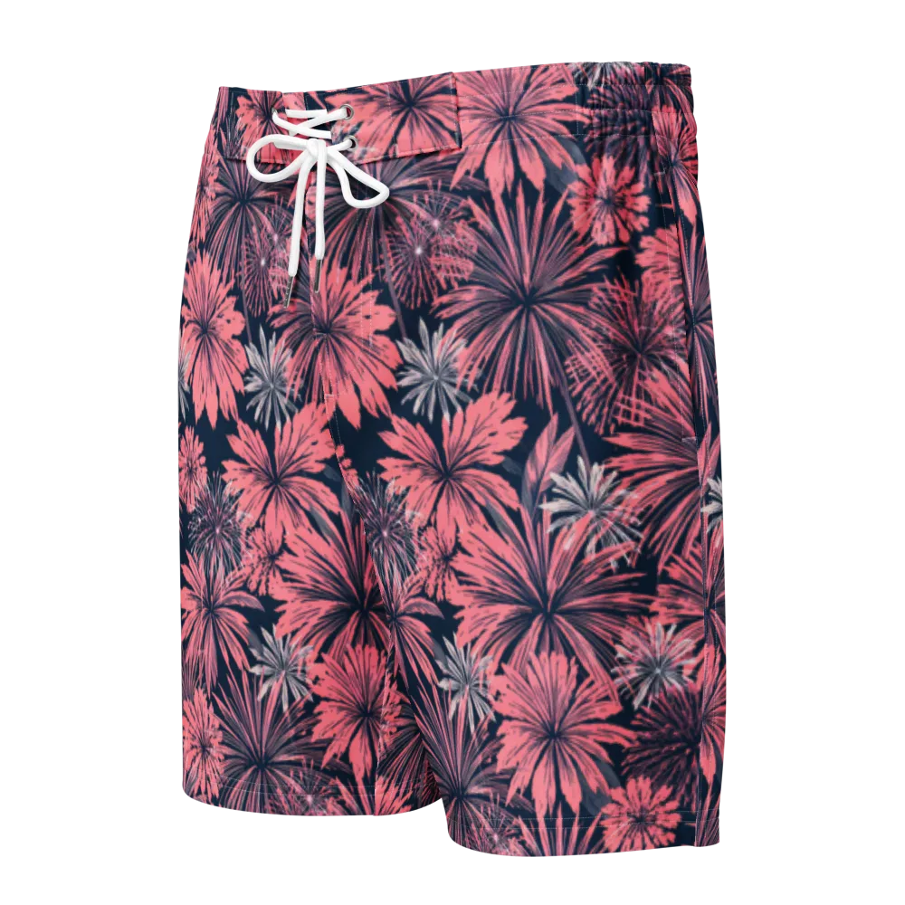 Midnight Coral Garden on Men's Board Shorts — Front