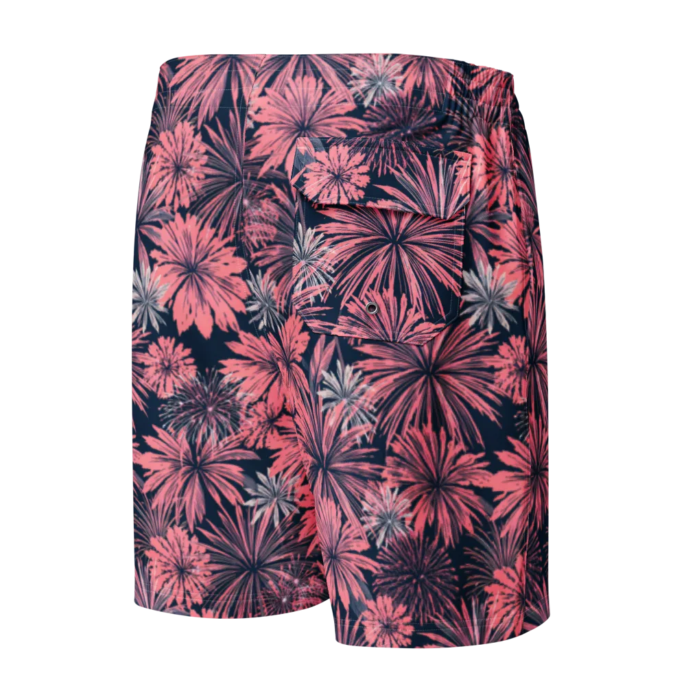 Midnight Coral Garden on Men's Board Shorts — Back
