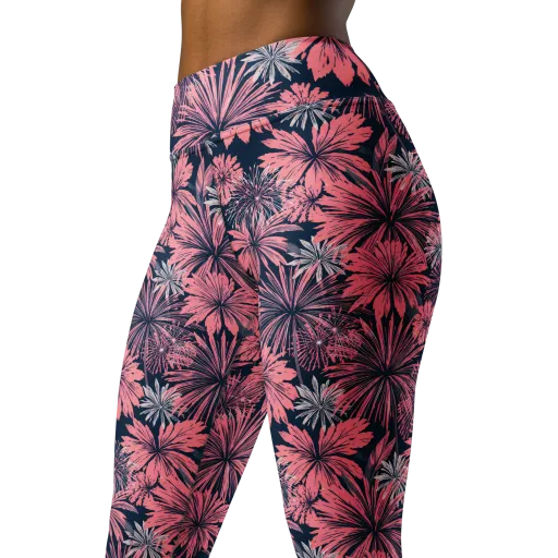 Midnight Coral Garden on a Yoga Leggings