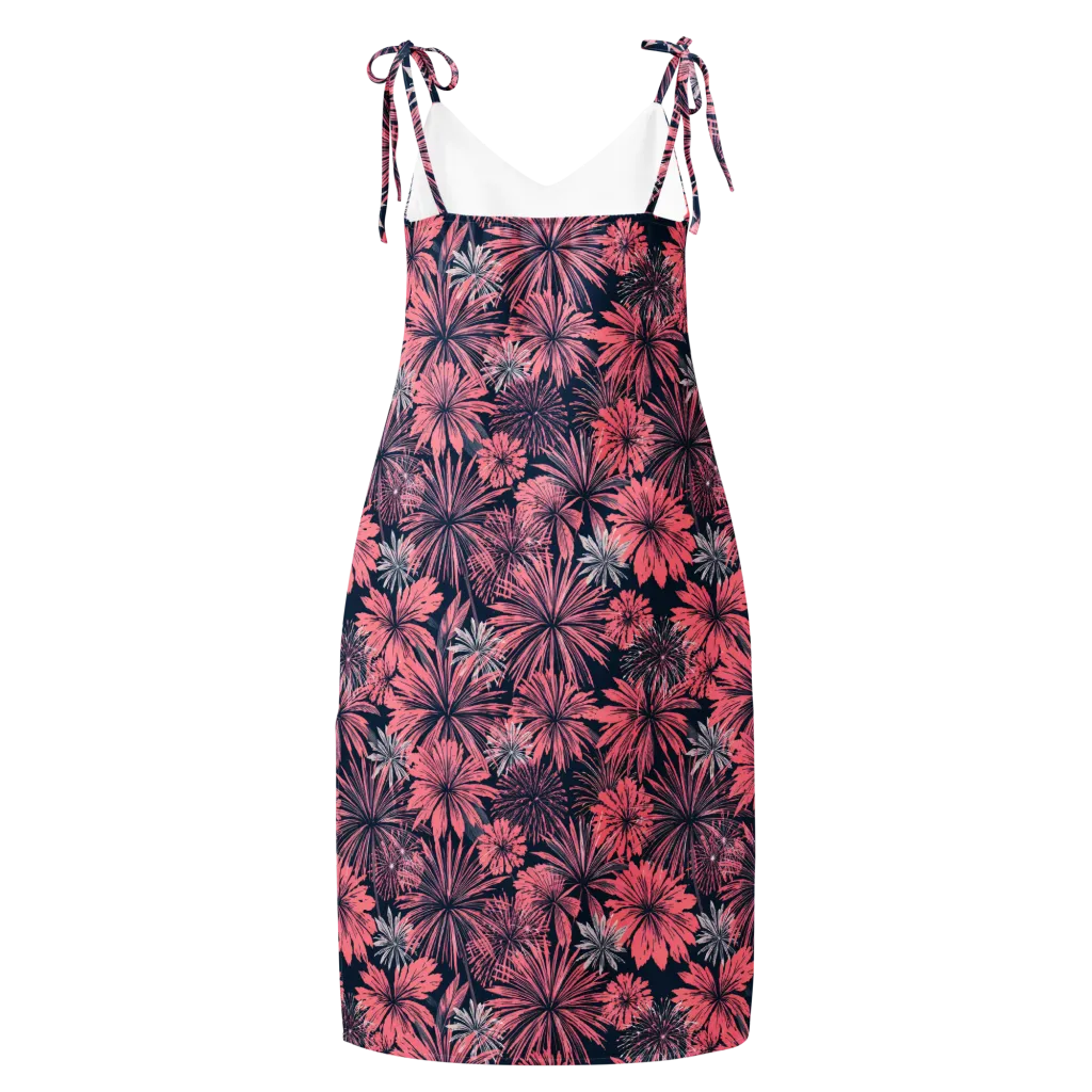 Midnight Coral Garden on Slip Dress — Back