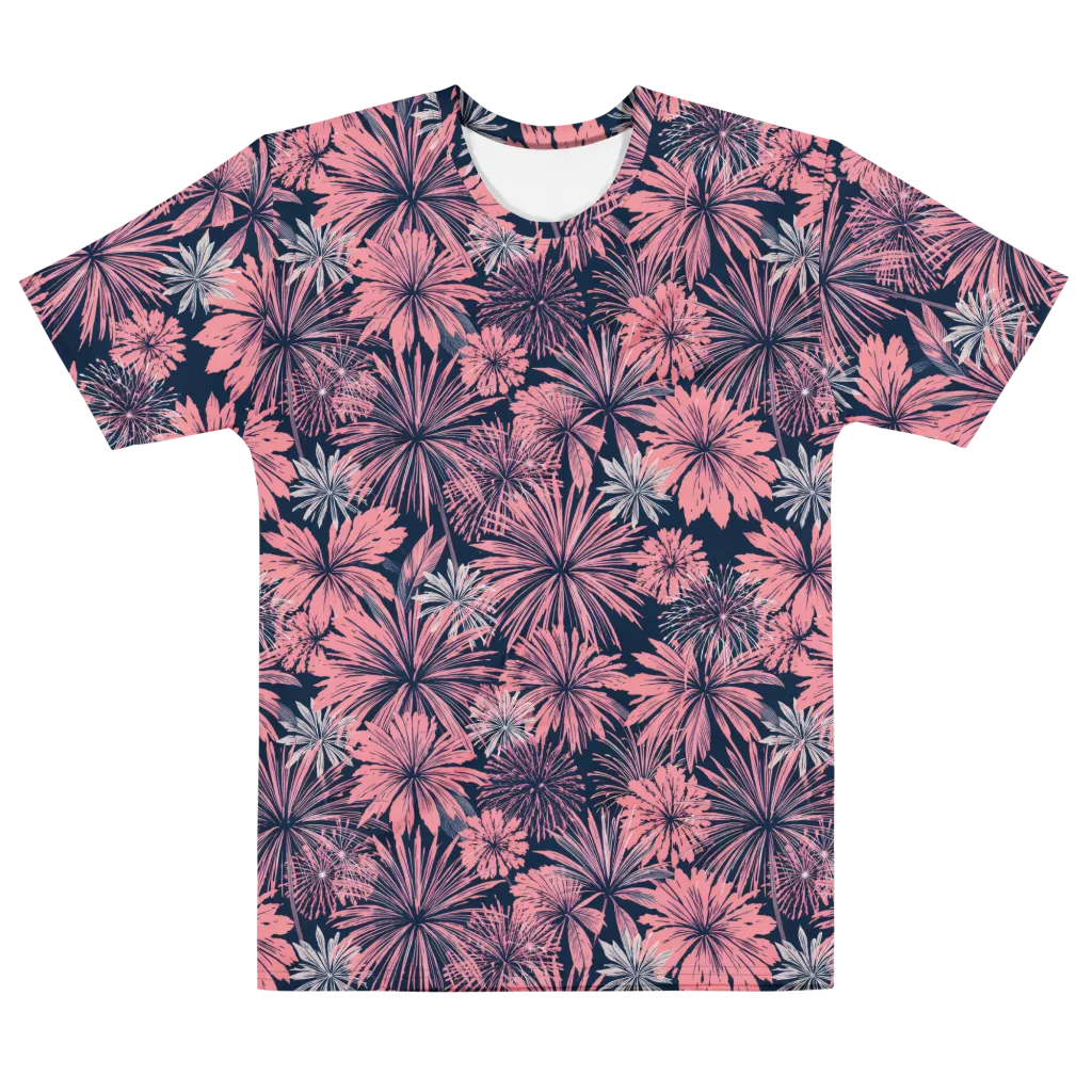 Midnight Coral Garden on Men's Cotton Crew Neck T-Shirt — Front