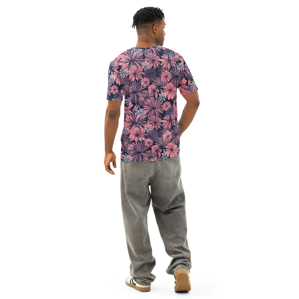Midnight Coral Garden on Men's Cotton Crew Neck T-Shirt — Back