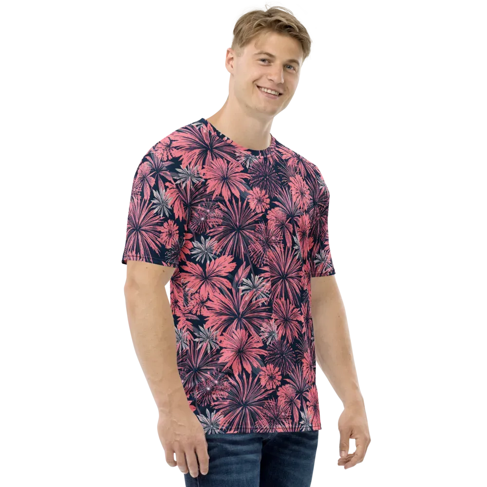 Midnight Coral Garden on Men's Crew Neck T-Shirt — Right