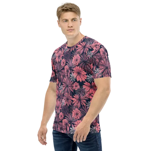 Midnight Coral Garden on a Men's Crew Neck T-Shirt